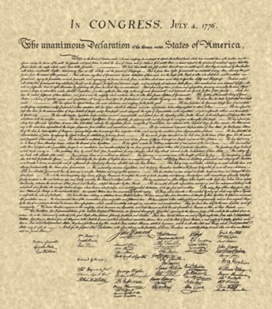Declaration of Liberty Khaki Poster Print (14 x 16) graphic about Printable Declaration of Independence referred to as Declaration of Flexibility Khaki Poster Print (14 x 16)